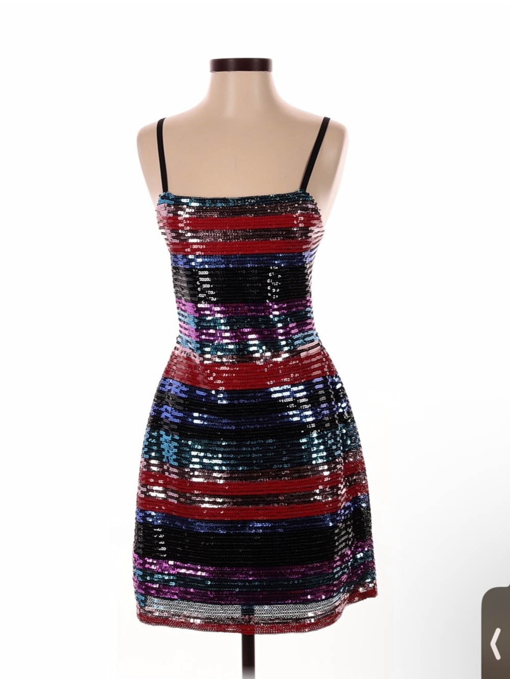Wayf Multicolor Sequin Striped Spaghetti Strap Mini Dress